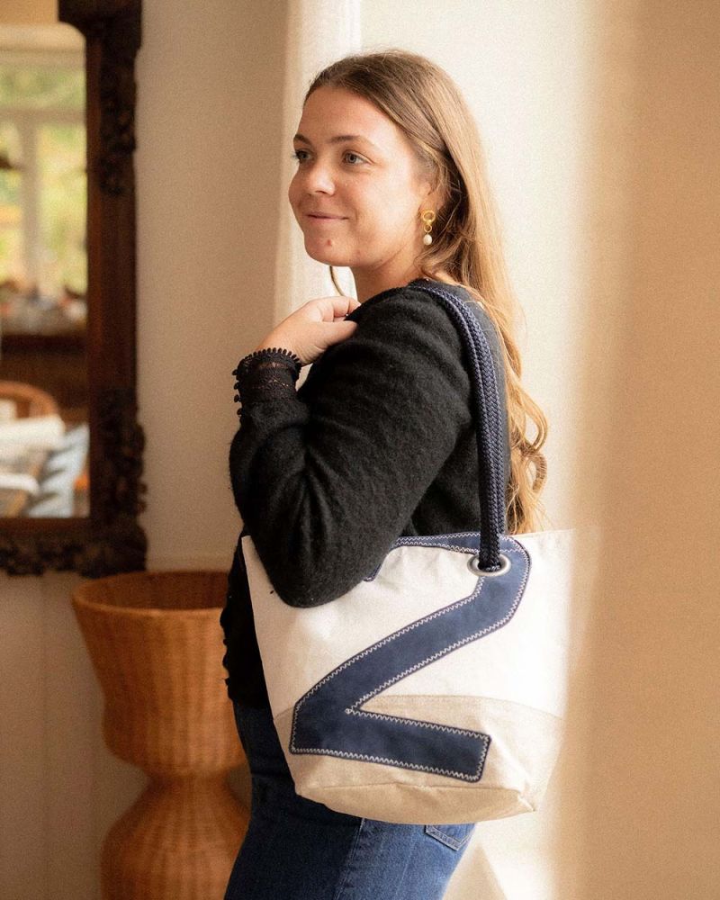 Sac à main légende · Lin et cuir Navy