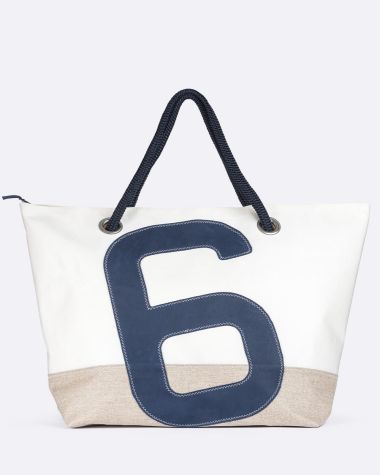 Sac voyage Carla · Lin et cuir Navy