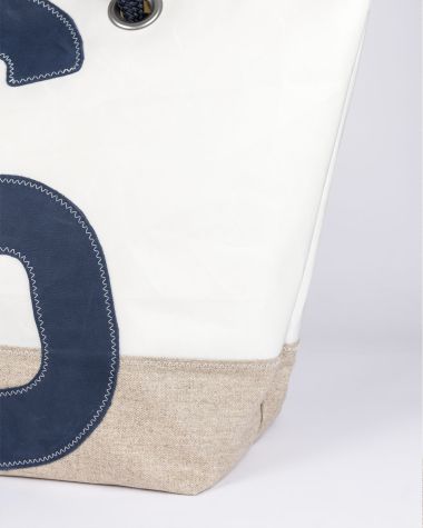 Sac voyage Carla · Lin et cuir Navy