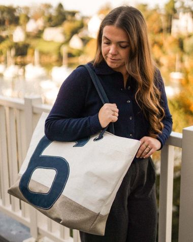 Sac voyage Carla · Lin et cuir Navy