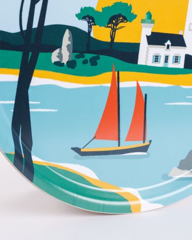 Rundes Serviertablett · Bretonische Landschaft