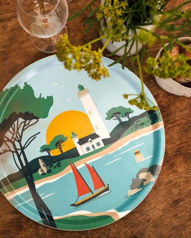 Plateau rond en bois ∙ Paysage Breton