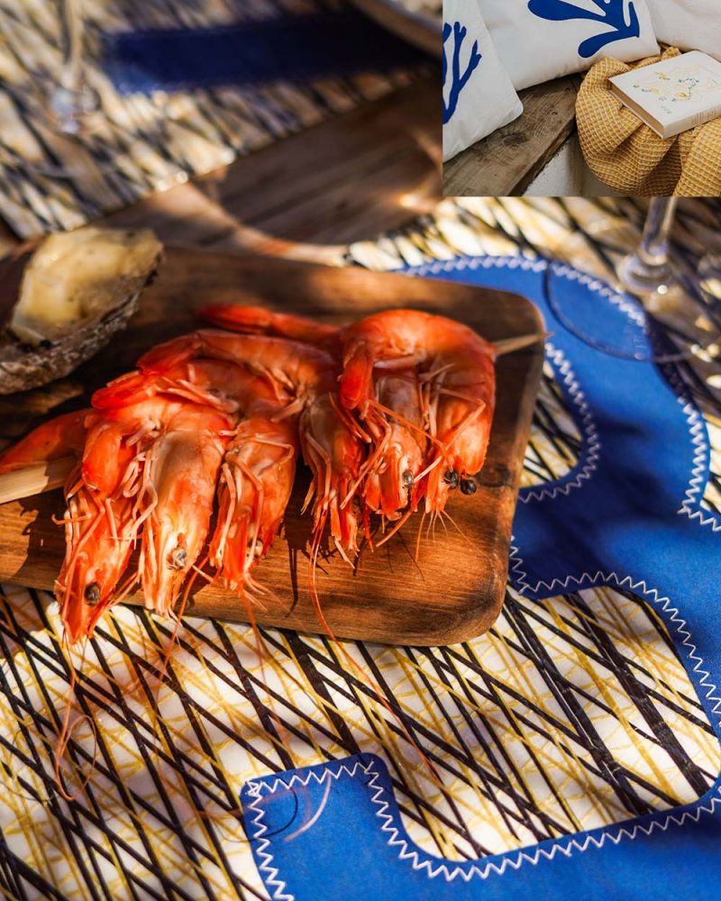 6 Sets de table · Gris et bleu