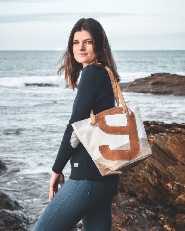 Sac à main Légende · Lin et cuir ambre