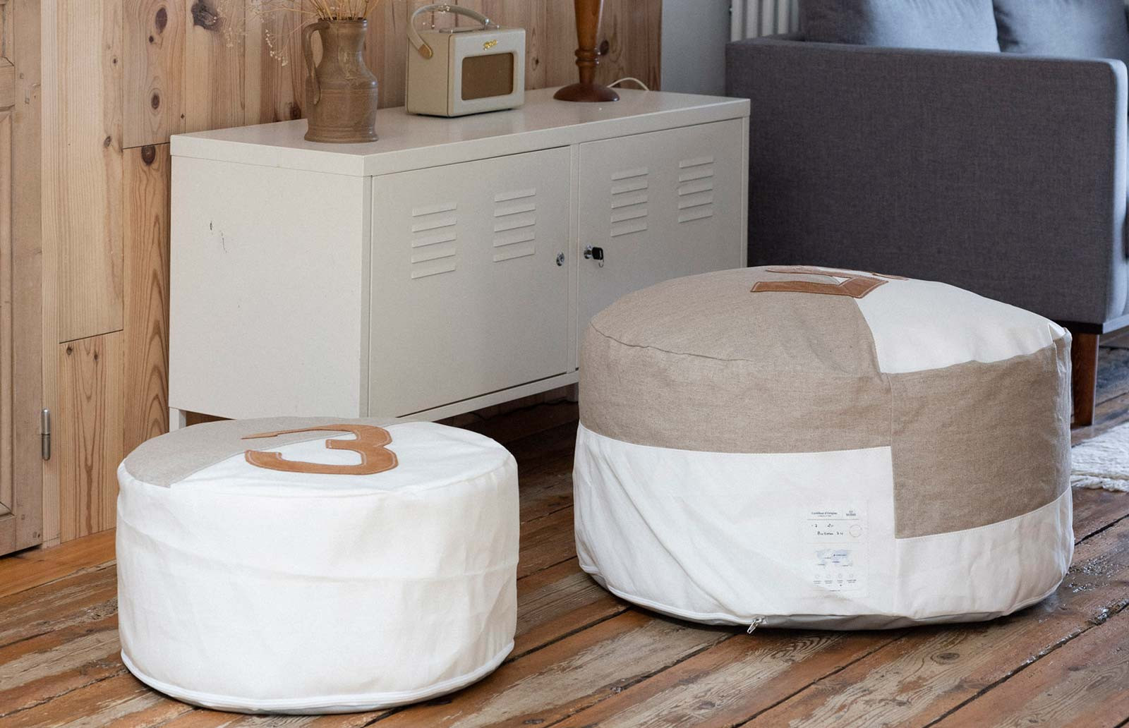 Pouf solo en voile de bateau recyclée | 727 Sailbags