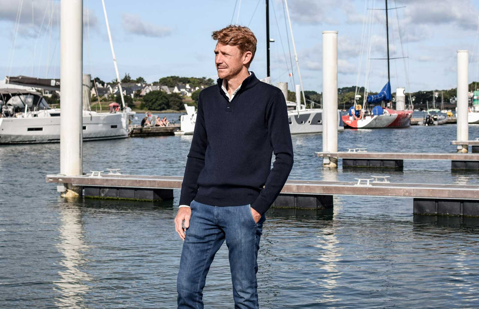 Pull col officier en laine mérinos| 727 Sailbags