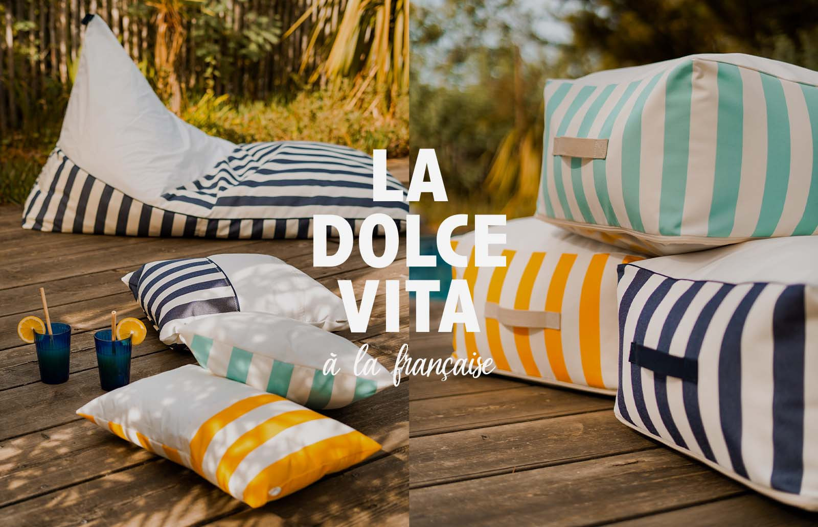 Dolce Vita Collection | Outdoor Pouffes & Cushions in Recycled Sailcloth
