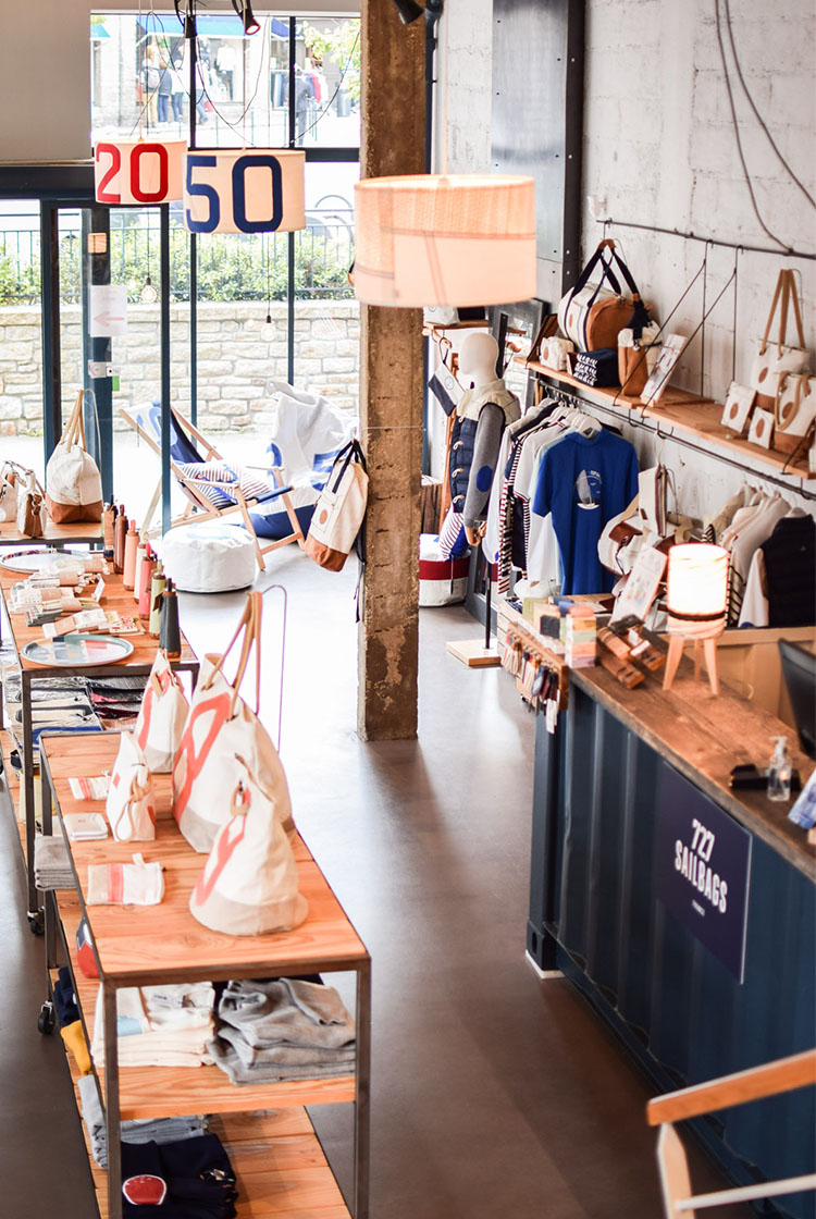 Recycled sailbags in Vannes, Brittany