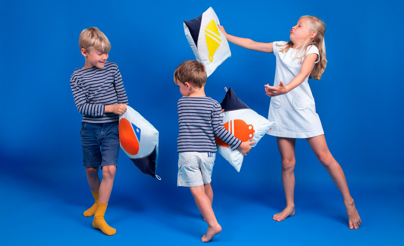 Cushion 40x40 Flottille orange & blue buoy