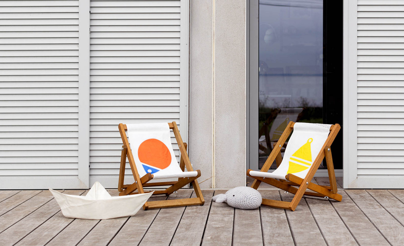 Kids Deckchair Flottille orange & blue buoy