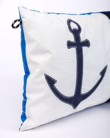 Coussin 30x50 ancre marine bleu