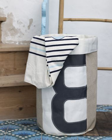 Natural linen laundry basket