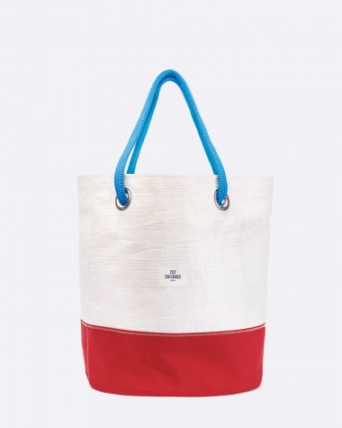 Recycled Sail Handbag, Sailcloth Tote, Red Star