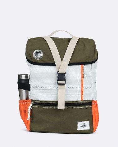 Biky Pannier Backpack convertible Khaki and orange recycle 727 Sailbags USA