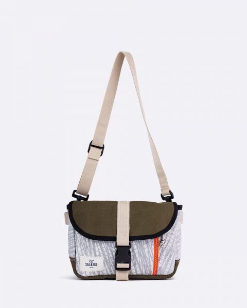 Scooty Handlebar cross-body bag convertible · Khaki and orange 