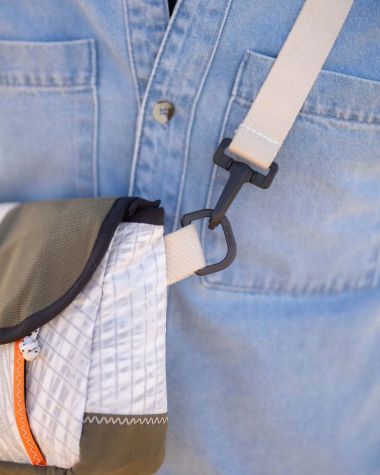Scooty Handlebar cross-body bag convertible · Khaki and orange