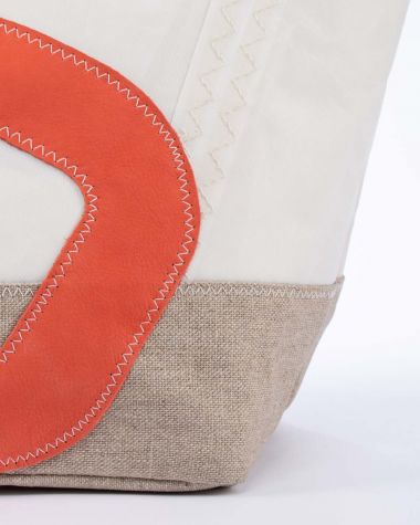 Legend Handbag · Linen and Coral Leather