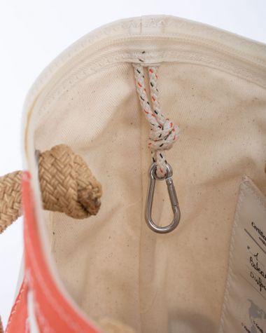Legend Handbag · Linen and Coral Leather