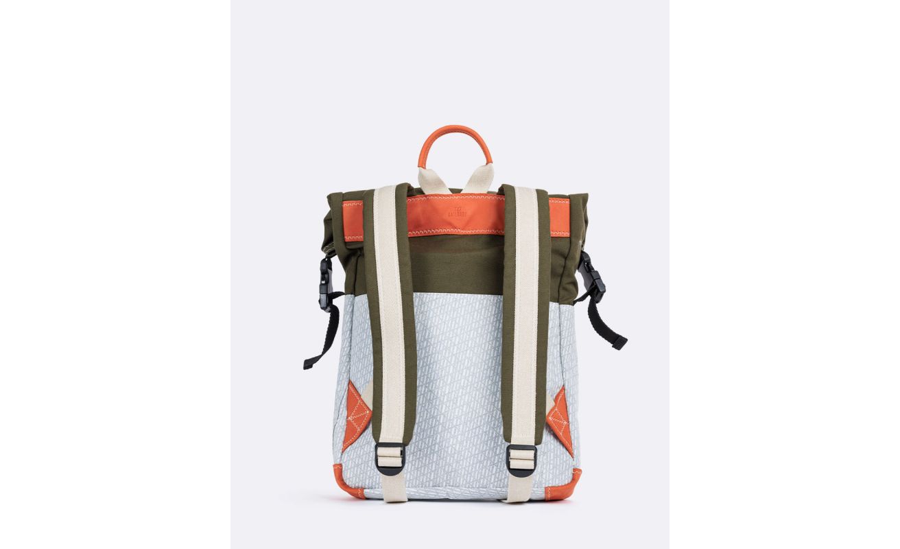 Roll up Backpack · White and Khaki