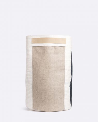 Natural linen laundry basket
