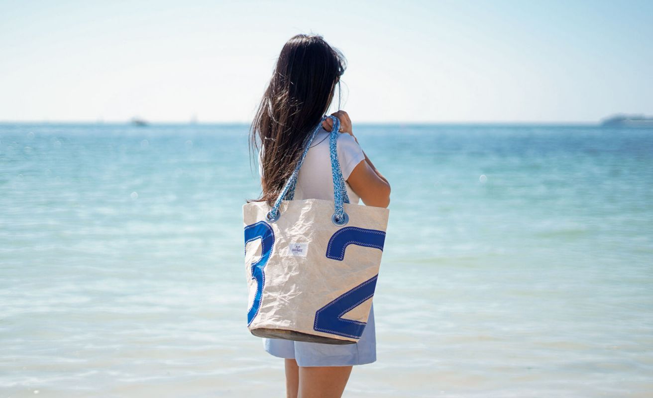 Beach Bag · Blue and beige