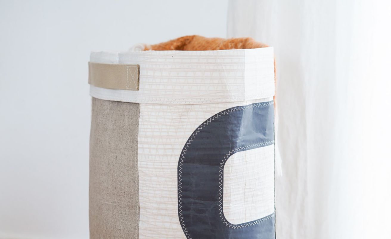 Natural linen laundry basket