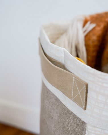 Natural linen laundry basket
