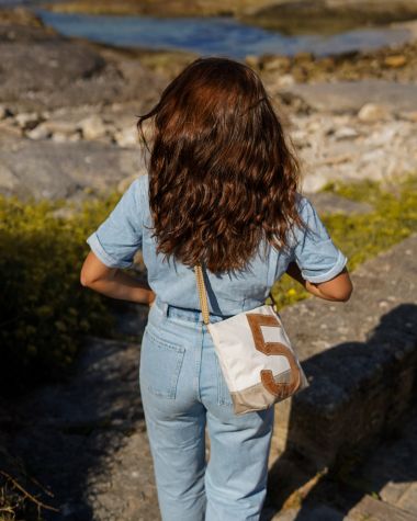 Rivage cross-body bag · Leather and Linen