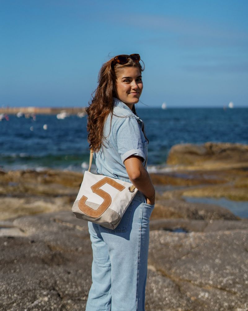 Rivage cross-body bag · Leather and Linen