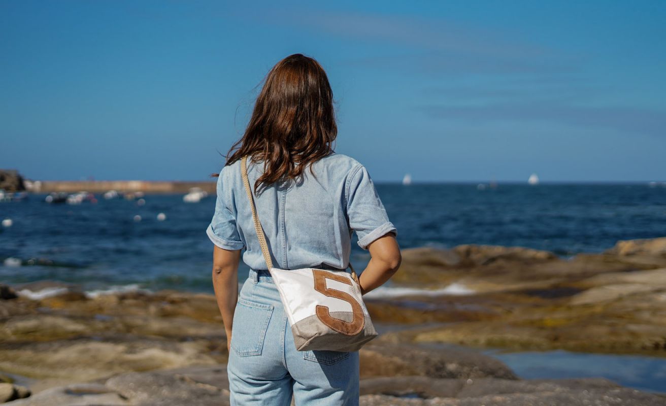 Rivage cross-body bag · Leather and Linen