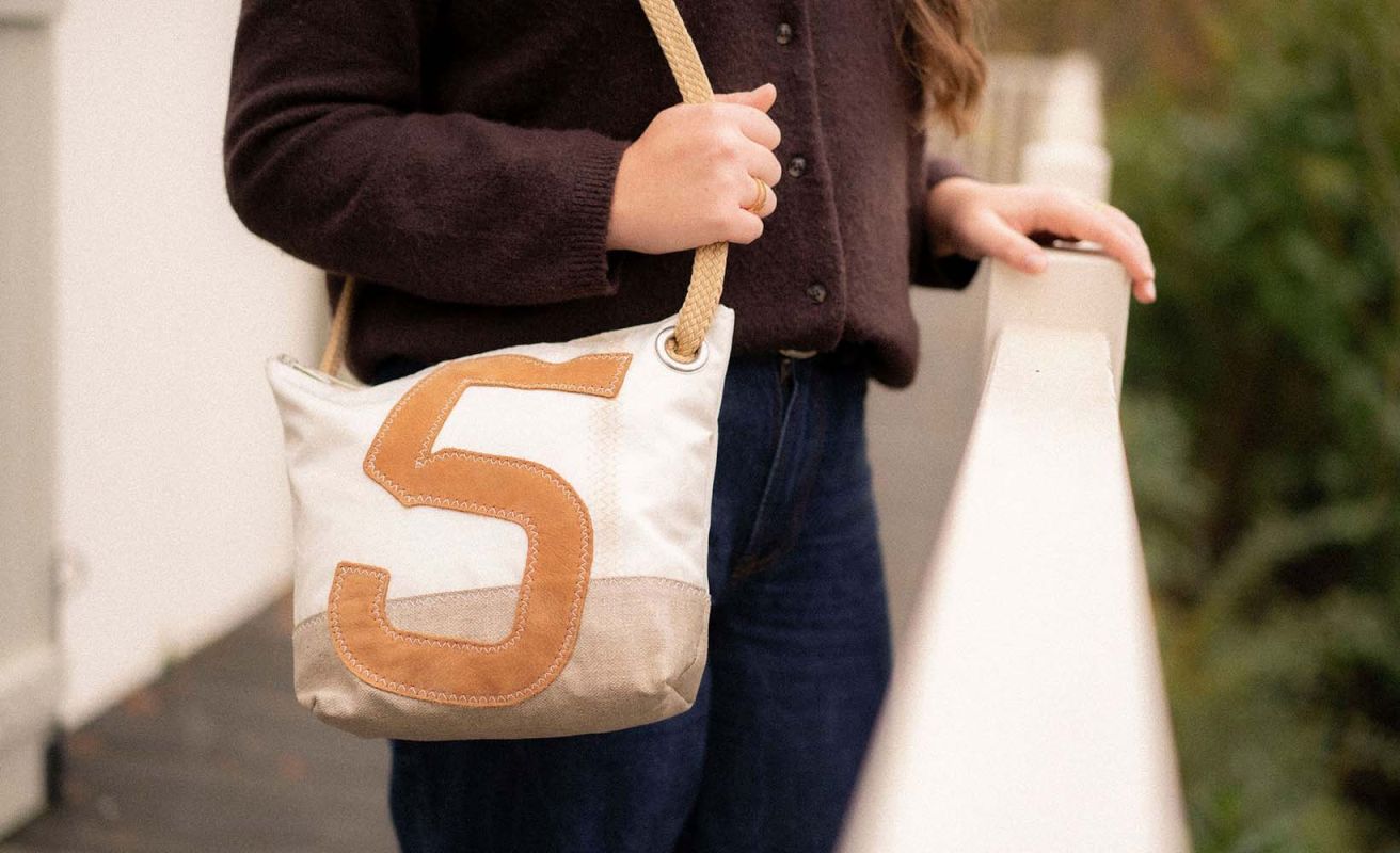 Rivage cross-body bag · Leather and Linen