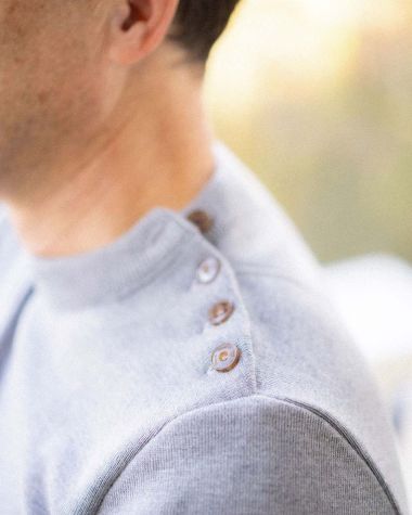 Men's sailor sweater in mérinos wool · Grey and blue