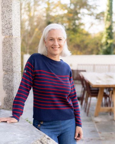 Women’s striped boat-neck sweater