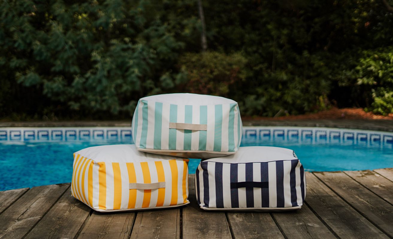 Square Bean Bag · Dolce Vita Navy Blue Stripes