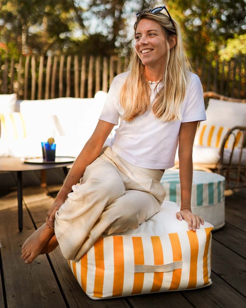 Square Bean Bag · Dolce Vita Yellow Stripes