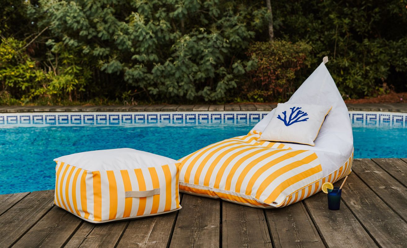 Square Bean Bag · Dolce Vita Yellow Stripes