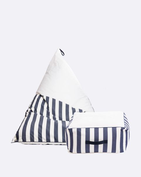 Pouf Combo Pack· Navy Blue Stripes