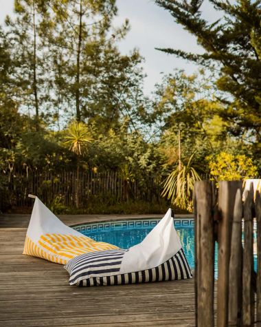 Berlingo Pouf Combo Pack· Yellow & Navy Stripes