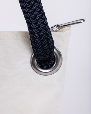 Rivage cross-body bag · Navy blue Leather and Linen