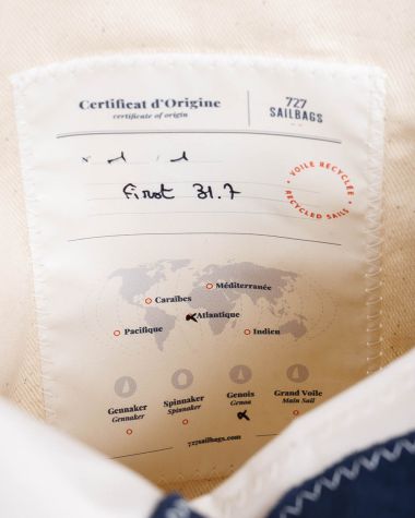 Rivage cross-body bag · Navy blue Leather and Linen