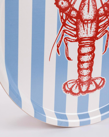 Serving Tray · Blue Stripes & Red Lobster
