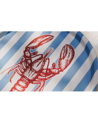Serving Tray · Blue Stripes & Red Lobster